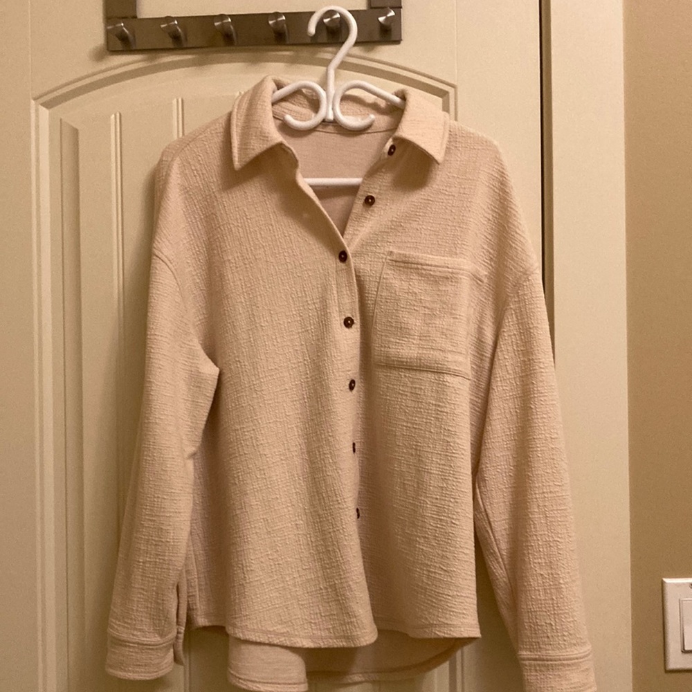 Oak and fort rib knit button up shirt